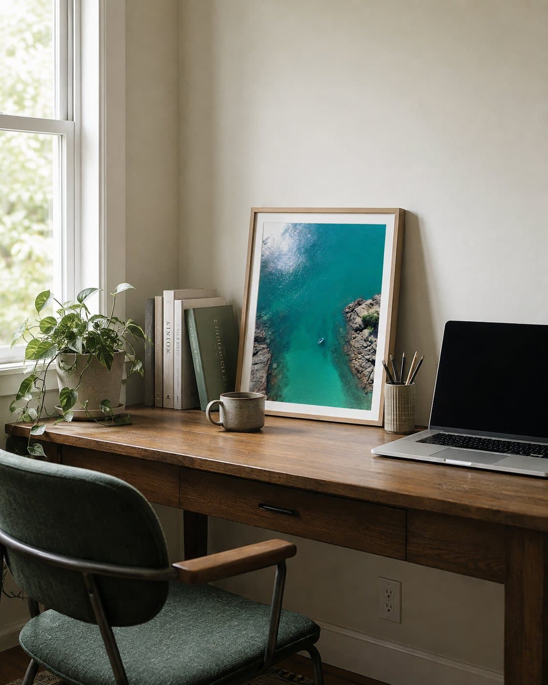 Um barco só emoldurada em home office